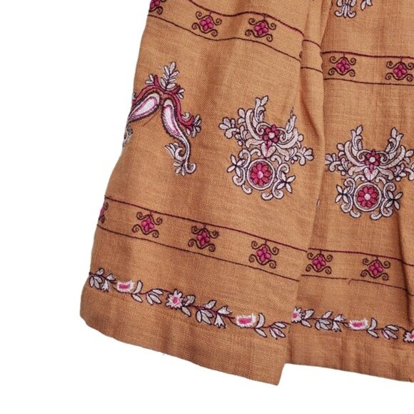 Anthropologie Womens Meghan Tan Pink Floral Embroidered Mini Skirt Size 8 NWT - Picture 3 of 4